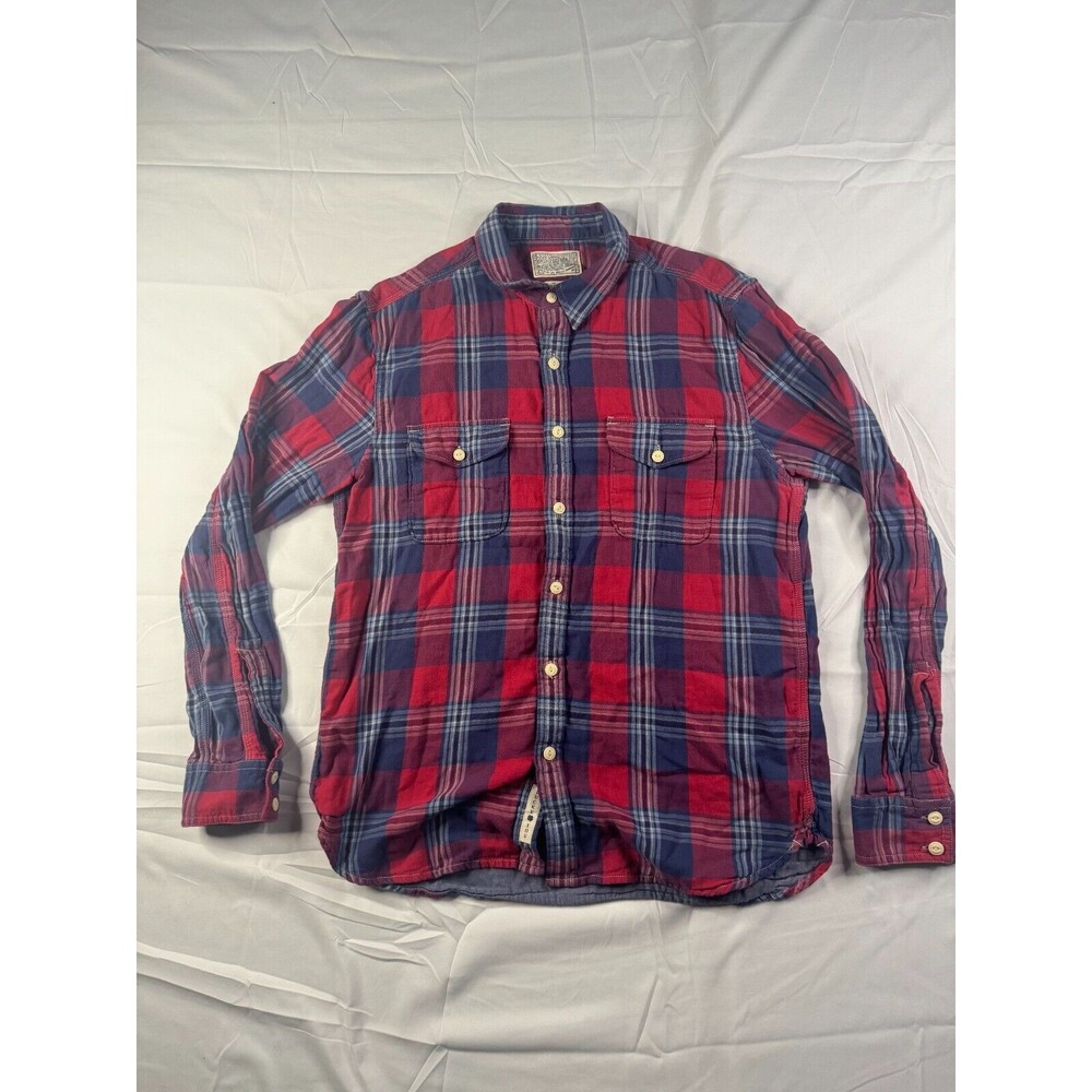 Lucky Brand Button Up Shirt Men Size Medium Utility Multicolor Plaid Long Sleeve